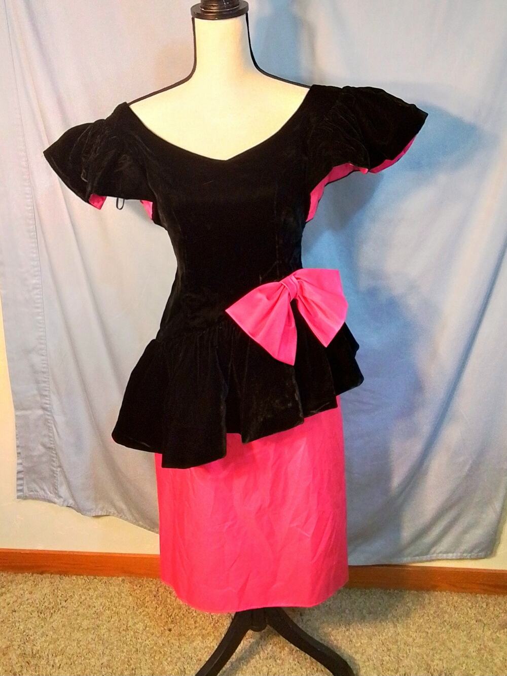 Black velvet and Pink party dress